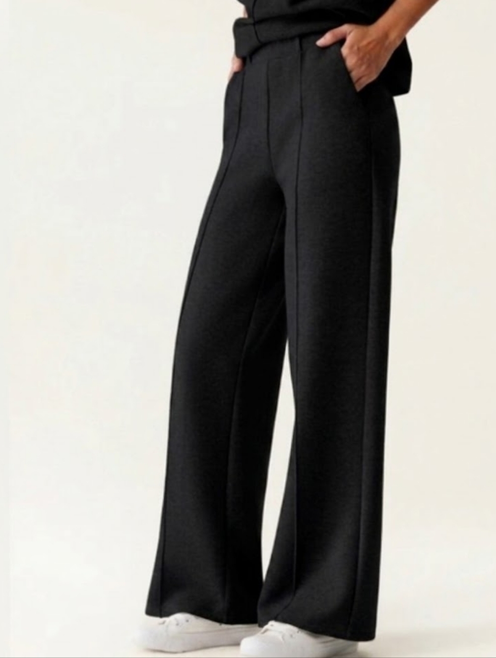OGL Cozy Warm High Rise Straight Leg Pull-On Pants FuzzLuxe Black Medium